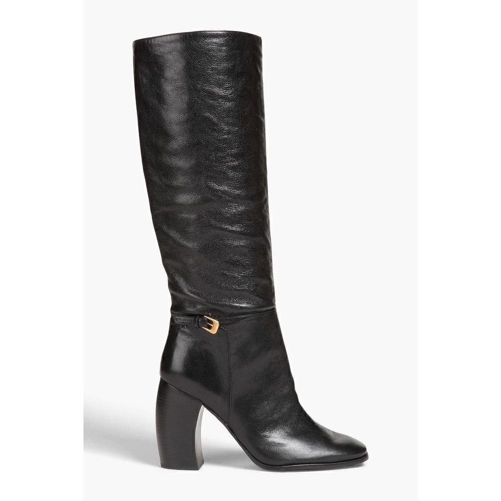 TORY BURCH Buckled pebbled-leather boots brown size 9